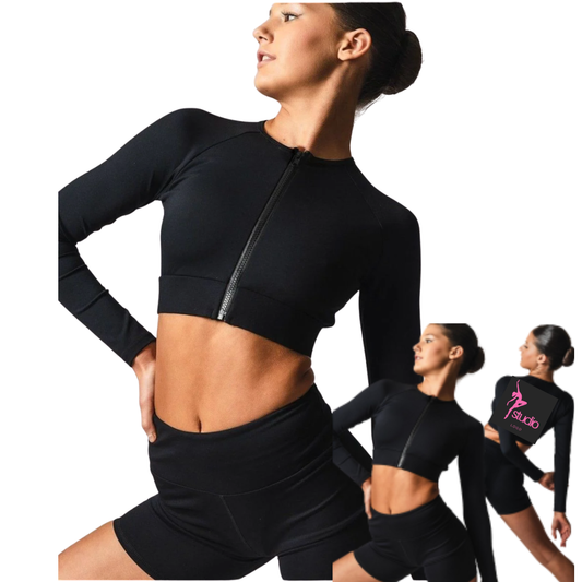 Zip Front Long Sleeve Crop